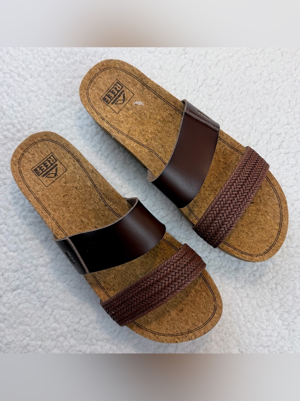 REEF • Brown Cushion Vista Hi Dual-Strap Braided Platform Slide Sandals, 10 - Picture 5 of 16